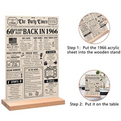60th Birthday Decorations for Men & Women, Vintage 1966 Acrylic Table Sign, 60th
