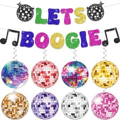 70s Party Banner and Hanging Swirls, Disco Themed Party Decorations for Back …