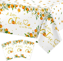 3 Pcs Little Cutie Tablecloth Orange Fruit Party Supplies Little Cutie Is on the
