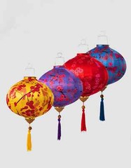 Vintage Floral Hanging Lantern Cloth Lantern Performance Party Festival Decor