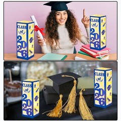6 Pcs Light Up Graduation Centerpieces Class of 2026 Lantern Boxes Blue Decor