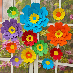 Rainbow Fiesta Decorations Multi-Color Paper Flower for Birthday Wedding Rainbow