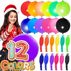 30Pcs Premium Large 18 Inches Punch Balloons with Rubber Band, 12 Colors Random