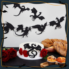 4 Pcs Black Dragon Party Banner Hanging Dragon Decor Birthday Supplies 32 Black