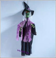 Animated Witch Hanging Halloween Decoration Light Up Sound Movement Moving Arms