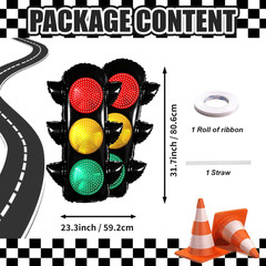 2Pcs Traffic Signal Balloons for Race Car Birthday Party Decoration, Traffic Bal