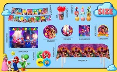 Super Mario Birthday Party Decorations Tableware Backdrop Balloon Cake Toppers