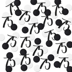 75th Birthday Anniversary Number Confetti Black Glitter Table Decor 200 PCS