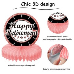 Rose Gold Retirement Party Decor 9PCS Honeycomb Glitter Centerpieces
