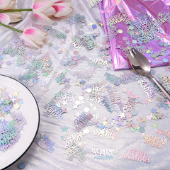 Iridescent Happy Birthday Confetti, 3000 Pcs Birthday Cake Table Metallic Foil C