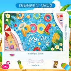 Pool Party Banner Decorations 71 inches x 43 inches, Multicolor