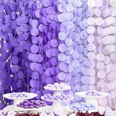 205Ft Lavender Party Decoration Ombre Purple Polka Dot Backdrop Streamer Tiss…