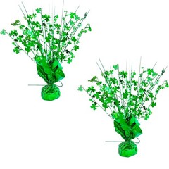 4 Pack St. Patrick’s Day Centerpieces – Green Foil Shamrock Spray Table Decor…