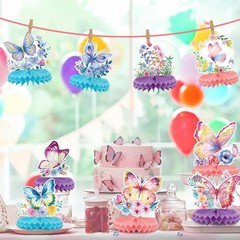 9-Piece Butterfly Table Centerpieces Set Honeycomb Spring Birthday Party Deco…