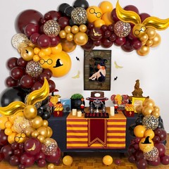 Ouddy Life 172pcs Wizard School Balloon Garland Arch Kit Burgundy Black Gold