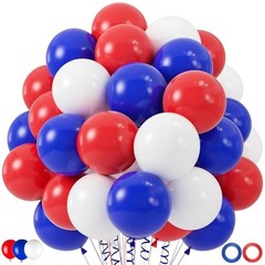 100pcs Red White and Blue Balloons, 12 inch Independence Royal Blue White Red