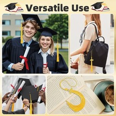 60 Pcs Gold Graduation Cap Tassel Decorations 2026, Grad Party Supplies & Gifts