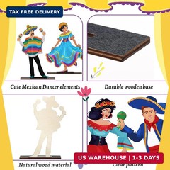 8 Pack Fiesta Mexican Party Decor Wooden Mexican Centerpieces for Tables 6 x 4»