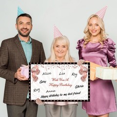 Large 80Th Birthday Card with Envelope, Extra Big Guest Book Rose Gold 80Th Birt