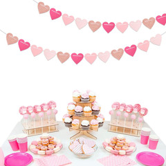 Hot-Pink Rose-Gold Party-Decorations Heart Garland – 40FT Girls Birthday Hanging