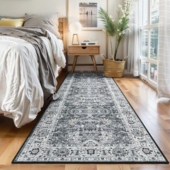 Runner Rug for Kitchen Hallway 2×6 Washable 2′ x 6′ (Runner), Grey