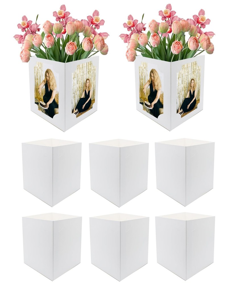8pcs Photo Centerpiece for Table 6 Inch Photo Frame Box Centerpiece for Birth