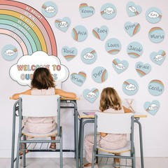 Boho Rainbow Bulletin Board Decorations Set, Boho Classroom Door Decor, Color…