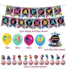NEW Cartoon Animated Trolls Birthday Party Decorate Supplies Set for Kids Party
