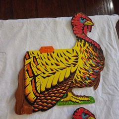 Vintage Thanksgiving Turkey Honeycomb Decoration table 2 Piece Set