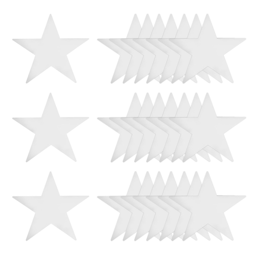 48 Pcs Silver Stars Cutouts, 6 Inch Double Printed Paper Stars Cutout