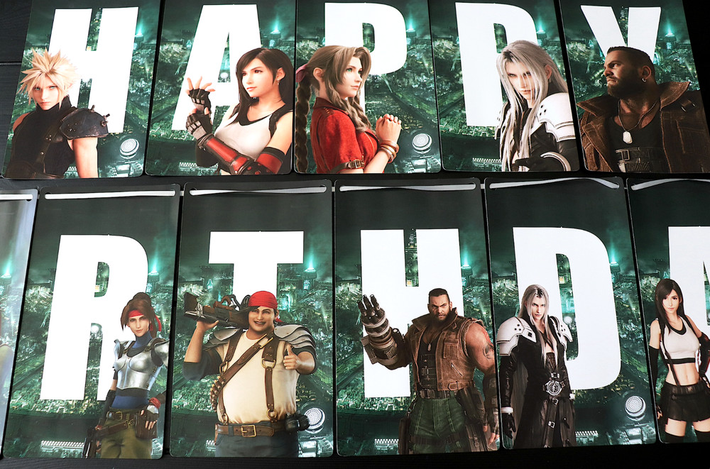 Final Fantasy VII Happy Birthday Banner ( PS5, Xbox, Nintendo, Gaming, Party )