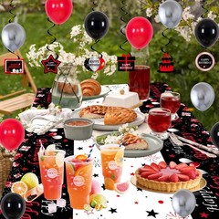 Red and Black Party Decorations, 52 PCS Birthday Decorations for Men Women Bo…