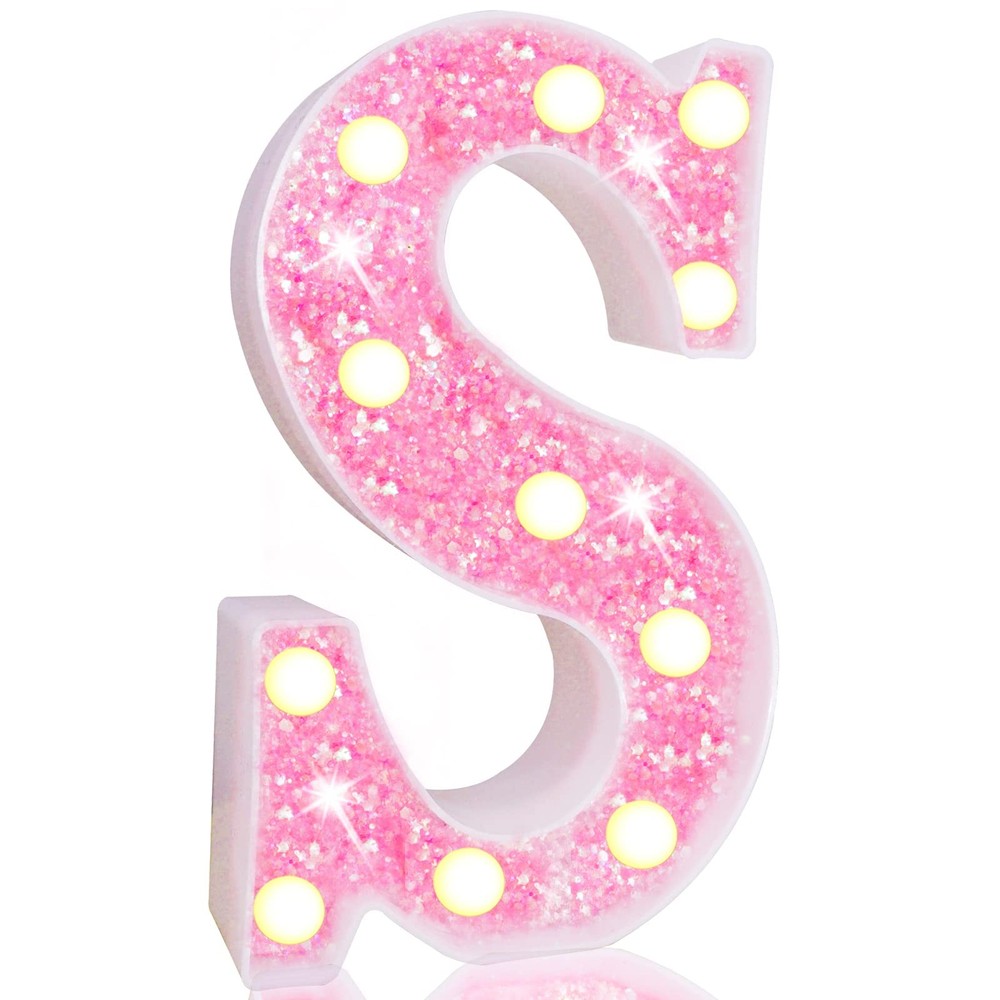 Led Marquee Letter Lights Pink Glitter Light Up Letters Alphabet Sign Battery Po