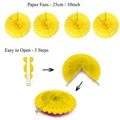 Party Decoration, 21 Pcs Yellow Hanging Paper Fans Pom Poms Flowers, Garlands…