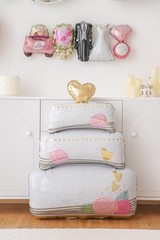 «LOVE» Foil Balloon Kit, Silver Pink Wedding Decorations with Couple & Cake B…