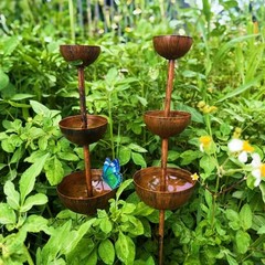 Functional Metal Garden Raincatcher with Steel Bowls for Collecting Rainwater