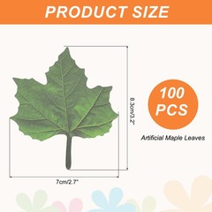 200Pcs Artificial Maple Leaves Fall Leave Cutouts Leaf Green with Glue 2.8×3.3″