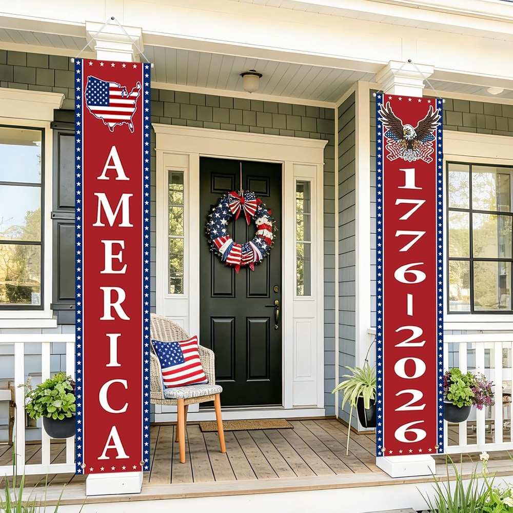 250th Anniversary American Banners – 2 Pack 4th of July Decorations Banner – 177