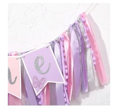 Pink & Purple Butterfly 1st Highchair Banner for Girls – Spring Butterfly Par…