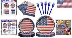 Vibrant 4th of July Party Pack – 96 Pieces of American Flag Plates & Napkins