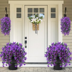 Sggvecsy Artificial Fake Hanging Flowers Plants for Outdoor 2Pcs, Purple
