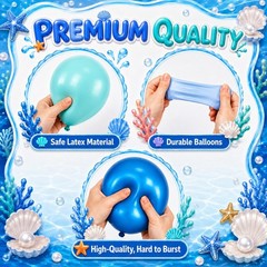 Ocean Balloons, 50PCS 12 Inch Metallic Blue Teal Macaron Blue Clear Latex Bal…
