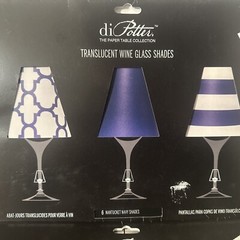 Di Potter Parchment Translucent Wine Glass Shades Set of 12 Paper NANTUCKET NAVY