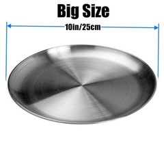 CAMBUY Stainless Steel Plates 10 inch Metal Lightweight 4 Pcs, 4 Pack 10′