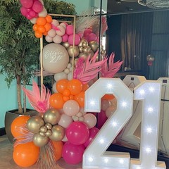 144Pcs Hot Pink and Orange Balloon Arch Garland Kit,Bright Pastel Pink Orange…