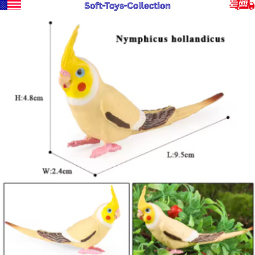 Realistic Bird Figurines Parrot Cockatiel Macaw PVC Animal Model Toy Garden Gift