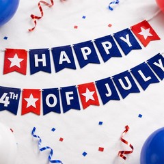 4th of July Decorations, Red Blue Patriotic Banner with 12 Inch Latex Balloon…