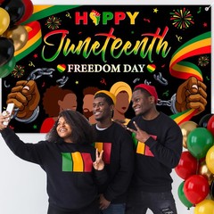 Happy Juneteenth Banner Happy Juneteenth Decorations Backdrop African American