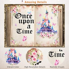 Princess Fairytale Backdrop – Pink Floral Butterfly Castle 7x5ft for Birthday &