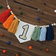 Handmade Rainbow First High Chair Banner Colorful Party Decoration for Boys F…